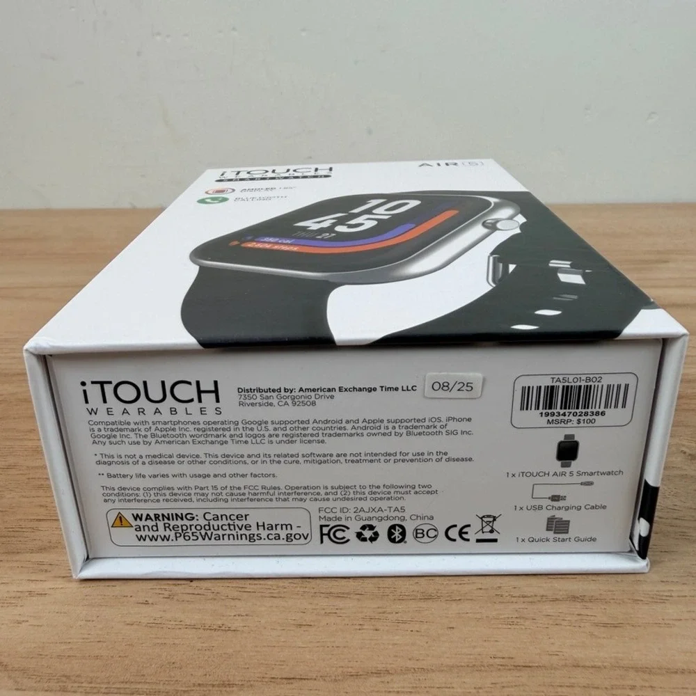 iTOUCH Air 5 Wearables Smartwatch Black Health Fitness AMOLED Bluetooth NEW